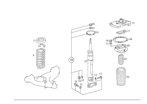 Springs and Suspension, Front for 1990 Mercedes-Benz 300CE #0