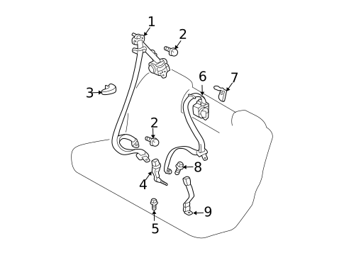 Second Row Seat Belts for 2007 Toyota Highlander #0