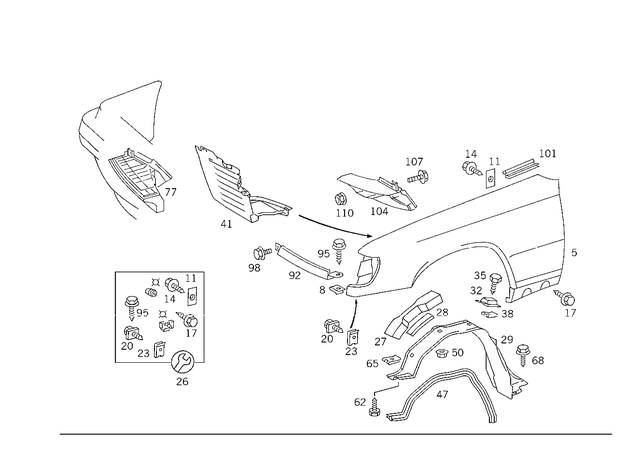 1248891436 - Attachment Parts: Guide Screen for Mercedes-Benz: 400E, 500E Image image