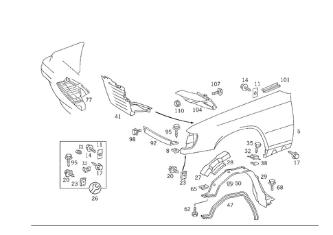 Front Fender for 1993 Mercedes-Benz 400E #2