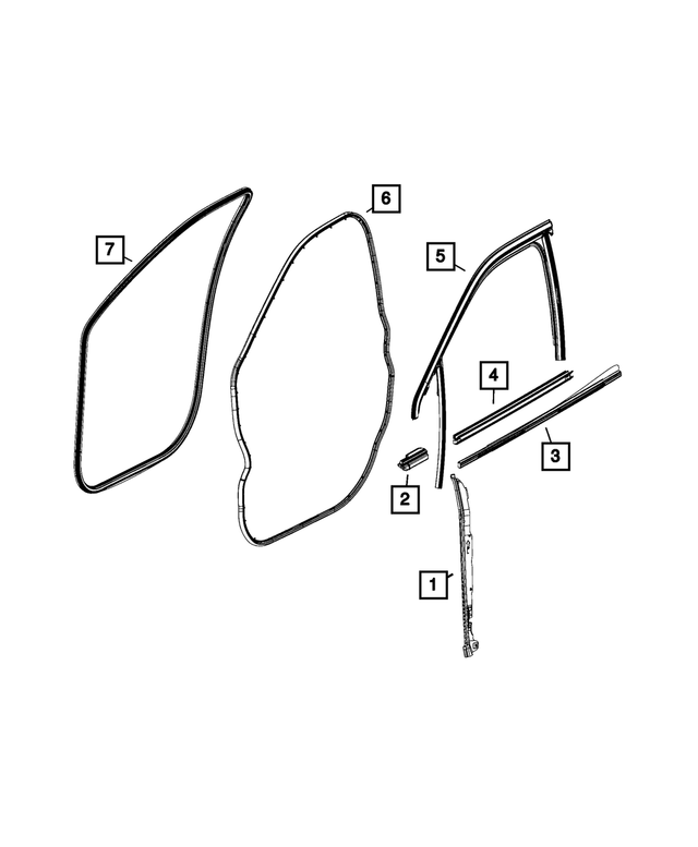 68422225AA - Doors, Door Mirrors and Related Parts: Door Glass Weatherstrip, Left for Mopar Image image