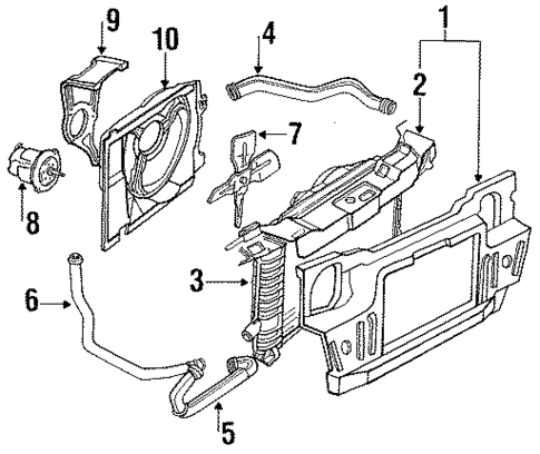 Radiator Support for 1991 Ford Tempo #0