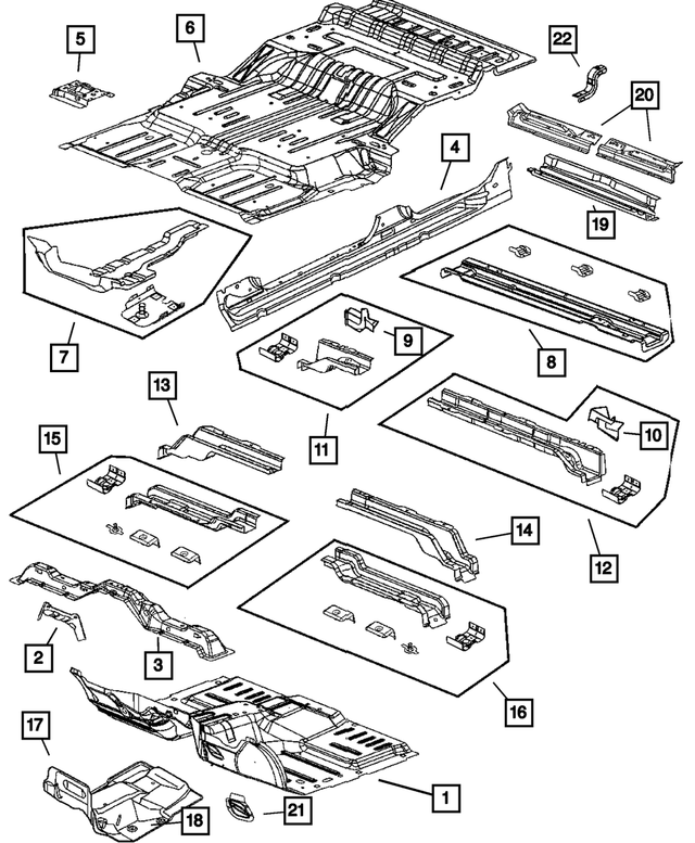 55362392AA - Body Sheet Metal Except Doors: Front Floor Pan for Mopar Image image