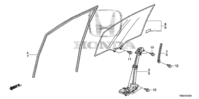 Front Door Glass  - Regulator for 2013 Honda Fit #0