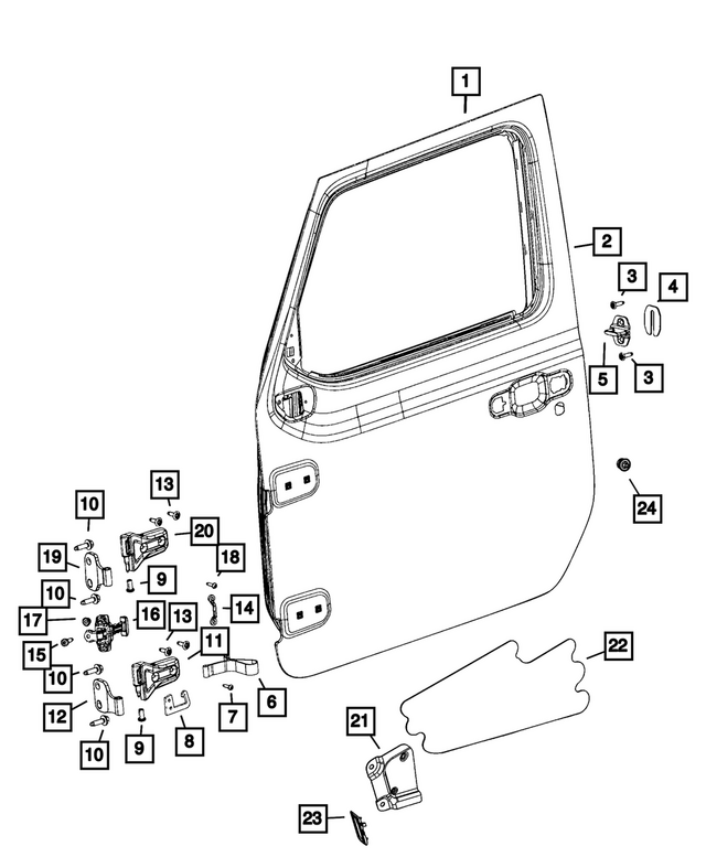 68281911AQ - Doors, Door Mirrors and Related Parts: Front Door, Left for Mopar Image