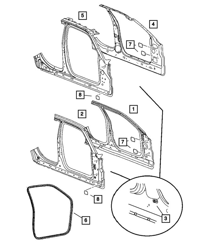 5135901AV - Body Sheet Metal Except Doors: Body Side Aperture Front Panel, Left for Mopar Image