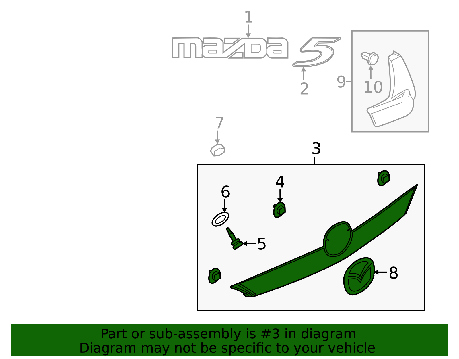 C513-50-810F-PZ - Rear Molding - 2012-2014 Mazda 5 | Mazda Swag