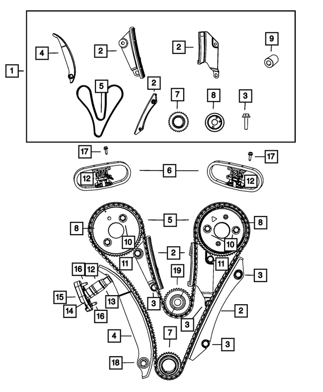 68036787AB - 2.7L Gas; Engine: Timing Chain Package for Mopar Image