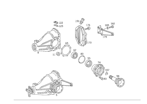 Rear Axle Housing with Differential for 1993 Mercedes-Benz 500SEL #1