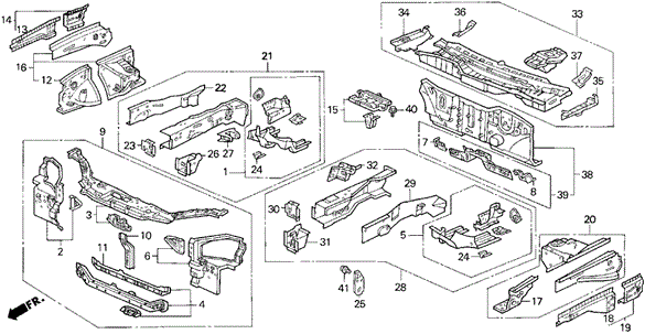 Body Structure Components (1) for 1995 Honda Civic del Sol #0
