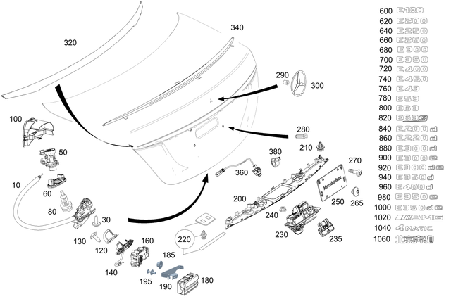 997502700 - Rear-End Door: Release Handle for Mercedes-Benz: E300, E350, E43 AMG, E53 AMG, E63 AMG S Image image