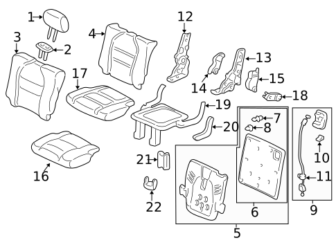 Rear Seat Components for 2008 Honda Pilot #3
