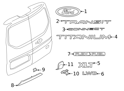 Exterior Trim - Back Door for 2019 Ford Transit Connect #0
