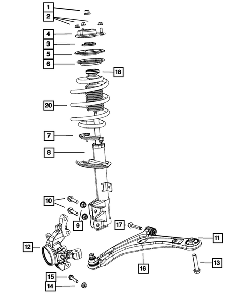 Front Suspension, Strut and Cradle for 2008 Jeep Compass #0