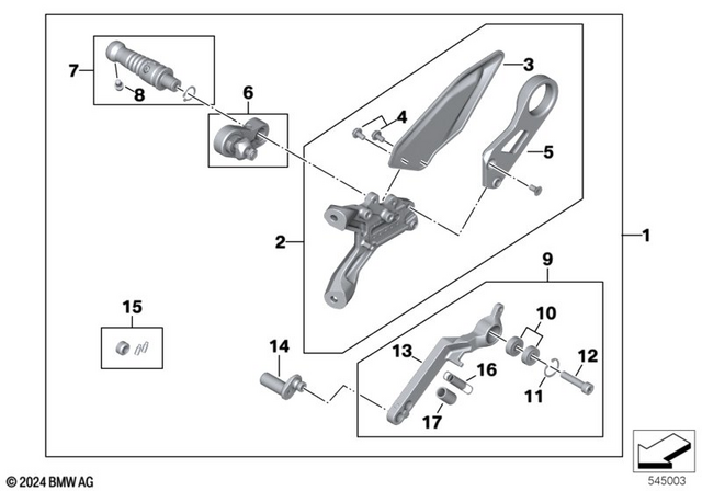 77251540006 - Frame and Mounting Parts: Footrest Assembly, Right -  for BMW-Motorrad Image