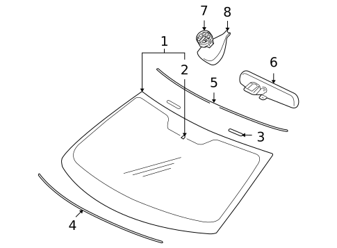 Glass - Windshield for 2007 Mitsubishi Outlander #0