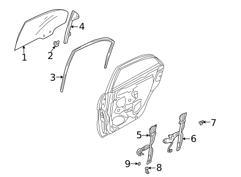 Glass - Rear Door for 1999 Mazda 626 #0