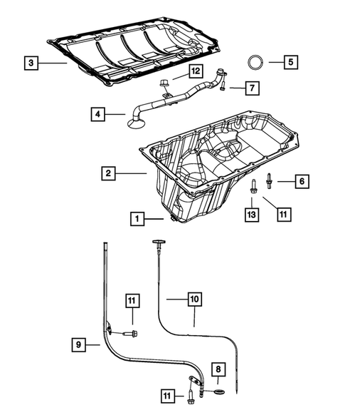 Engine Oiling, Oil Pan and Indicator (Dipstick) for 2008 Dodge Charger #0