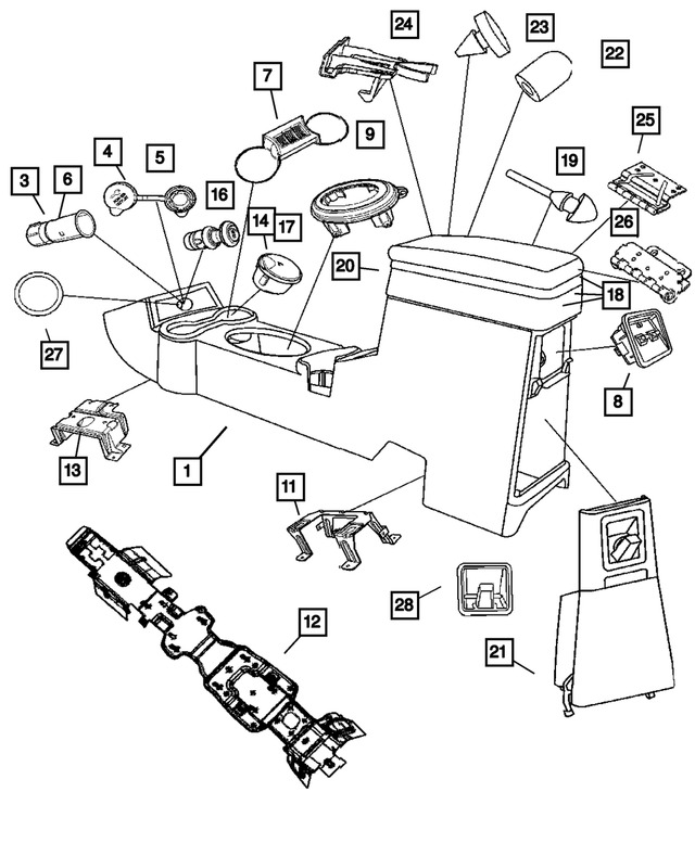 « 1AC941KAAB – Instrument Panel and Radios and Consoles : Base Console pour Mopar Image »