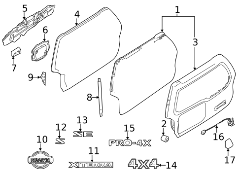 Exterior Trim - Lift Gate for 2009 Nissan Xterra #0