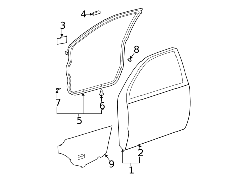 Door & Components for 2002 Toyota Camry #3