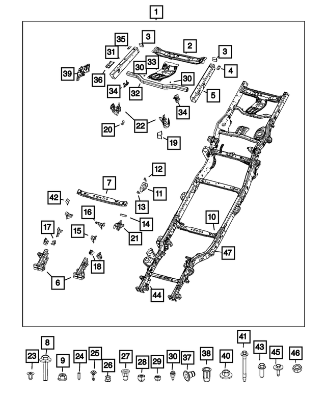 68525176AA - Frame, Bumper and Fascia: Engine Mount Bracket, Left for Mopar Image