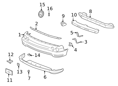 Bumper & Components - Front for 1996 Acura Integra #0