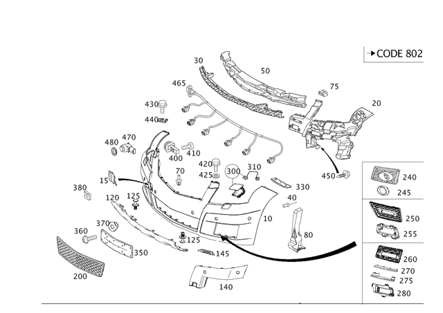 204885107464 - Exterior: Fog Light Surrounds, Chrome, Factory for Mercedes-Benz Image