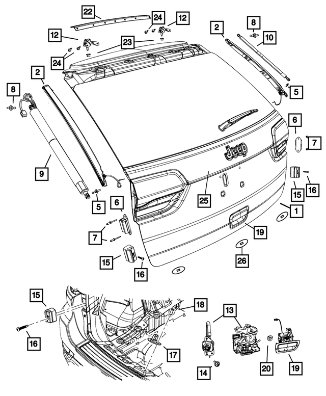6509475AA - Doors, Door Mirrors and Related Parts: Special Stud And Grommet for Dodge: Durango | Jeep: Cherokee, Gladiator, Grand Cherokee, Grand Cherokee WK Image