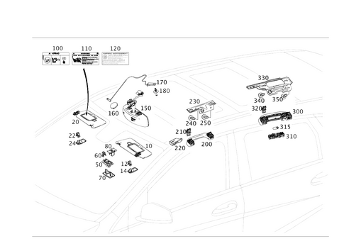 Sun Visor, Interior Mirror, Grab Handle for 2017 Mercedes-Benz B250e #0