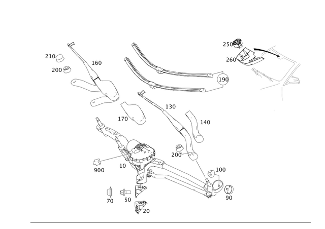 2128200844 - Electrical System: Wiper Arm for Mercedes-Benz Image image