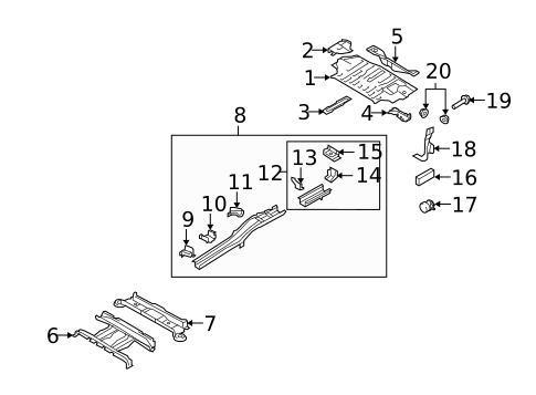 Rear Floor & Rails for 2009 Mazda CX-9 #0