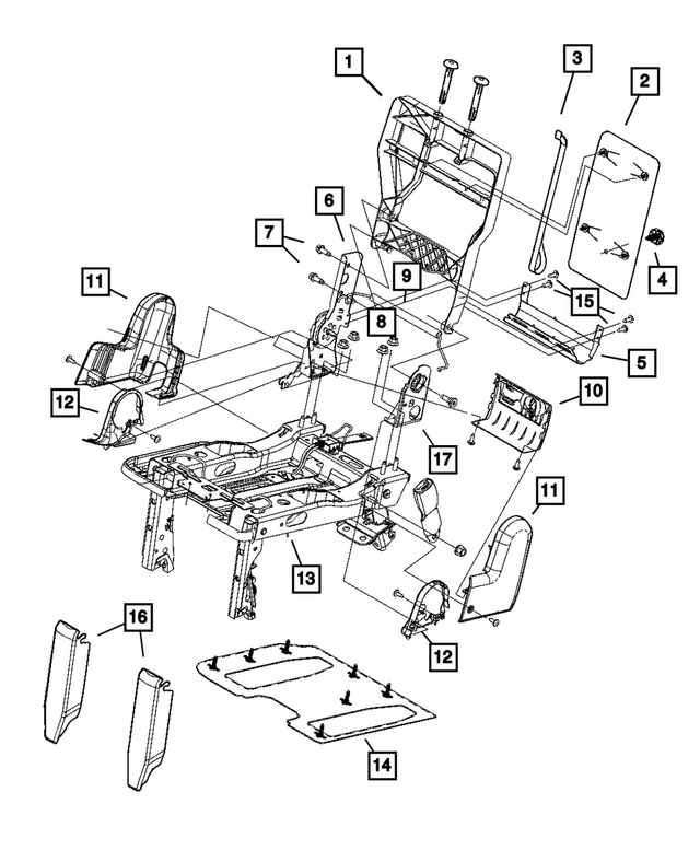5139372AA - Interior Trim: Rear Seat Back 40% Frame for Chrysler: Town &amp; Country | Dodge: Caravan, Grand Caravan Image