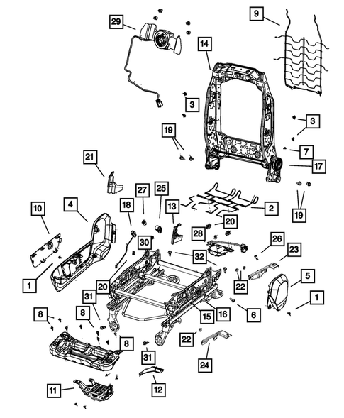 Front Seats - Adjusters, Recliners, Shields and Risers for 2010 Dodge Ram 2500 #1