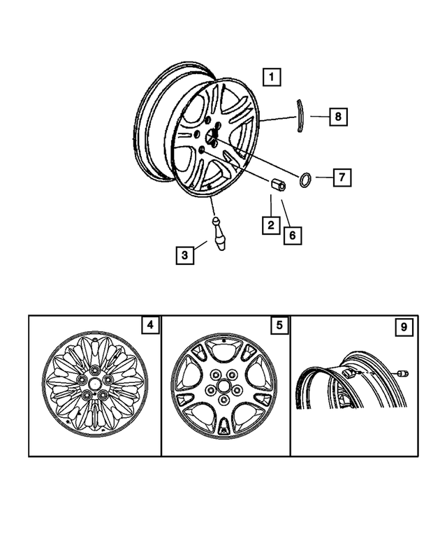 4766657AA - Wheels, Covers and Jacks: Aluminum Wheel for Mopar Image image