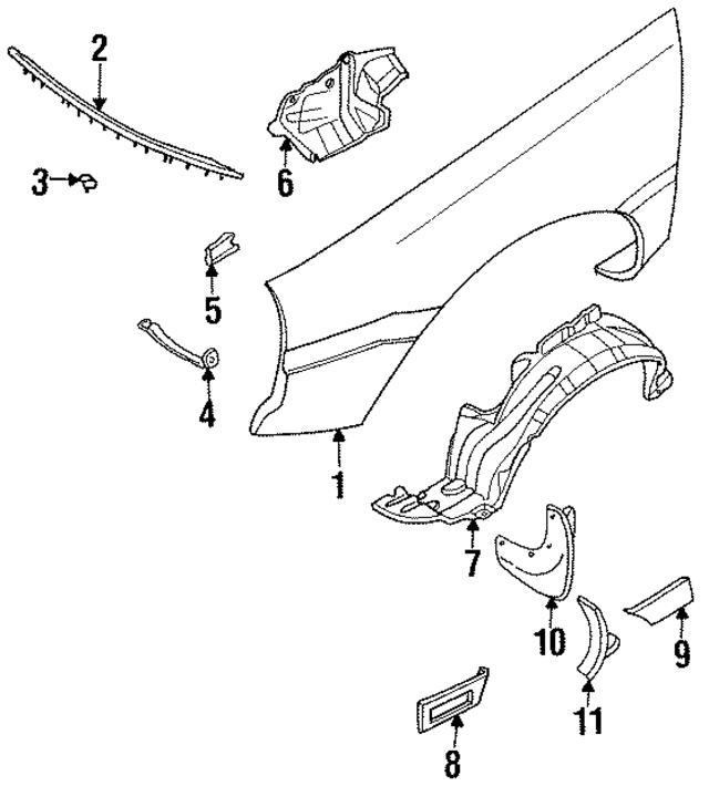 6311261Y37 - Body: Fender for Nissan: NX Image