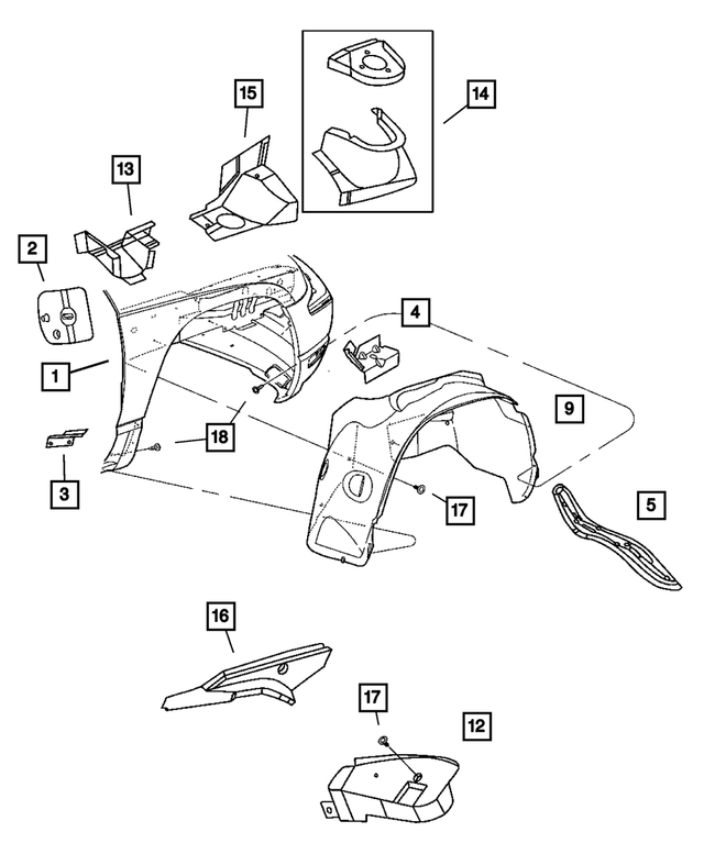 5093792AB - : Front Fender Package, Right for Mopar Image