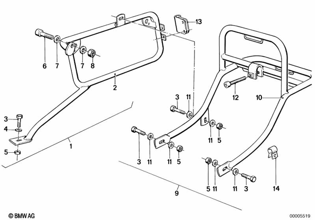 46542300122 - Frame and Mounting Parts: Left Case Holder - Cr for BMW-Motorrad Image