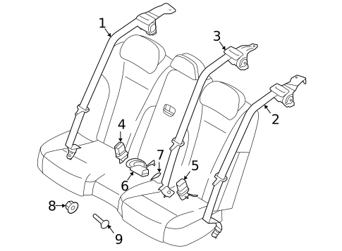 Rear Seat Belts for 2019 Kia K900 #0