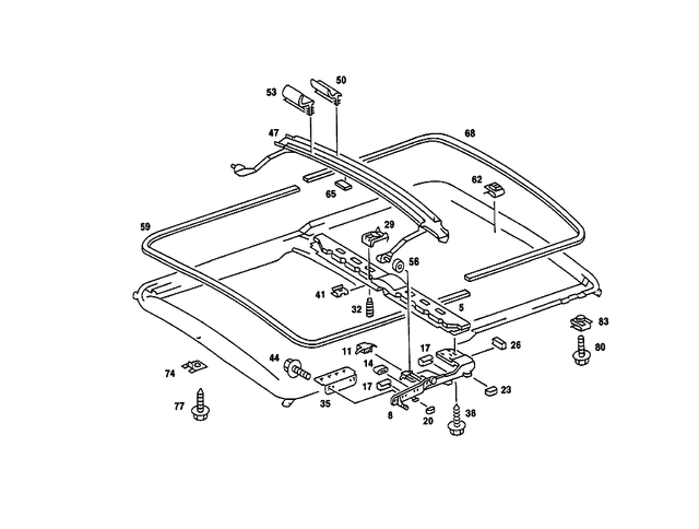 1247800035 - Electric Sliding/Lifting Roof: Cross Bridge for Mercedes-Benz: 190, 190D, 190E, 200, 200D, 300CE, 300D, 300E, 300SD, 300SE, 300SEL, 300TD, 300TE, 400E, 400SE, 400SEL, 500E, 500SEC, 500SEL, 560SEC, 560SEL, 600SEL, G55 AMG, G550, G550 4x4, G63 AMG, G65 AMG, S420 Image image
