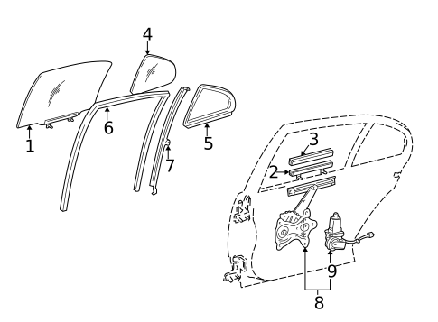 Glass - Rear Door for 1998 Lexus GS300 #0
