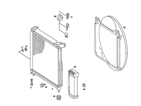 Radiator, Mounting, and Covering for 1986 Mercedes-Benz 190E #0