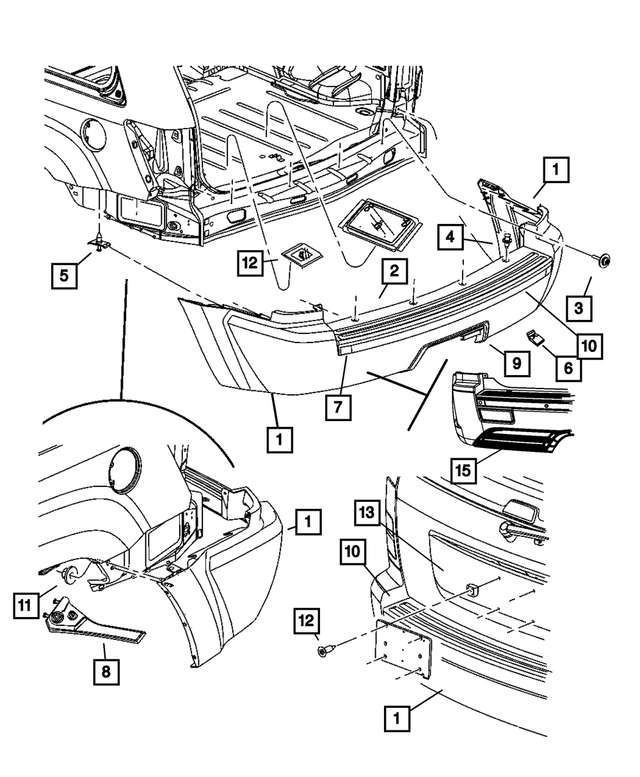 « 5159086AA – Frame, Bumper and Fascia : Arrière Revetement pour Mopar Image »