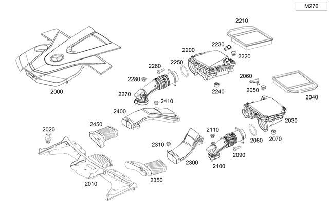 2760904701 - Chassis Sheet Metal Parts/Air Intake: Damping Air Filter for Mercedes-Benz: C400, C43 AMG, C450 AMG, CLS400, E400, E43 AMG, E450, S450, S550e, SL400, SL450, SLC43 AMG Image image