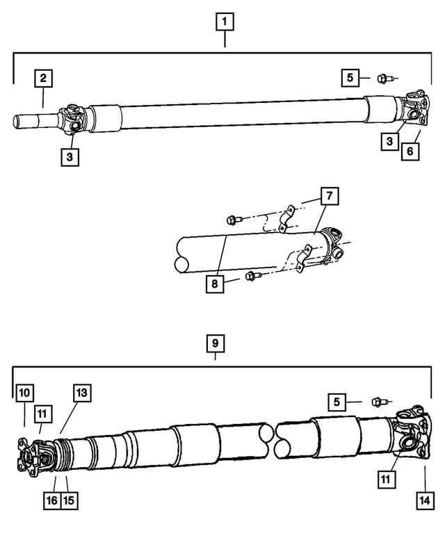 52123012AA - Propeller Shafts and U-Joints: Drive Shaft for Mopar Image