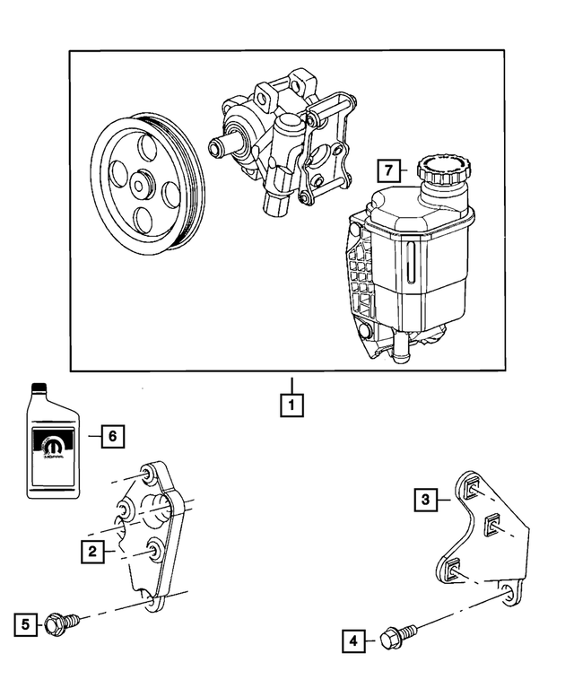 R8070908AE - Steering: Power Steering Pump And Pulley, Remanufactured for Mopar Image