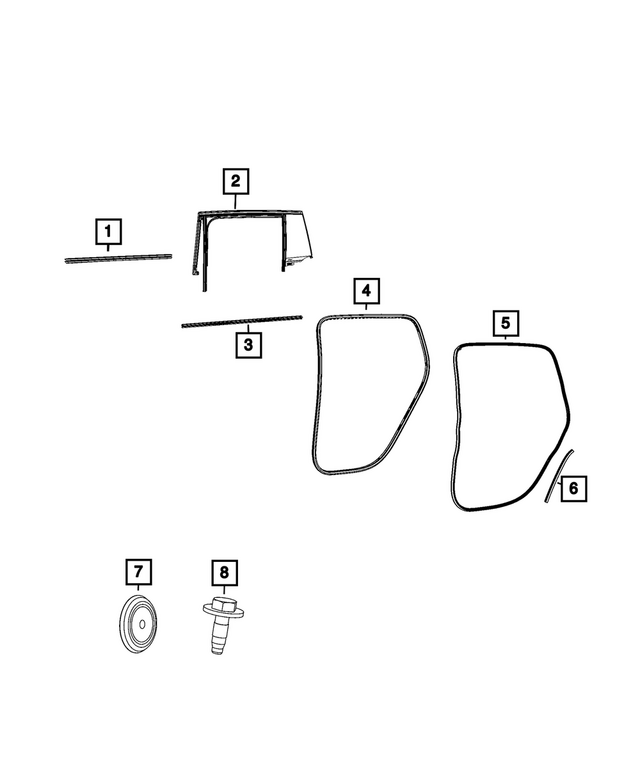 68574998AB - Doors, Door Mirrors and Related Parts: Rear Door Belt Inner Weatherstrip, Right for Mopar Image