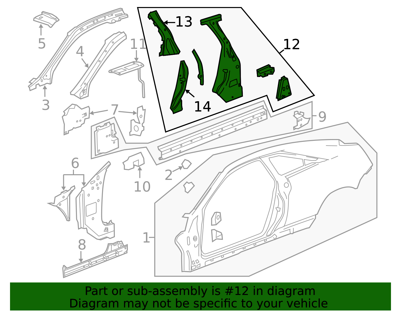 22947814 - Driver Side Center Pillar Outer Panel Reinforcement 2014 ...