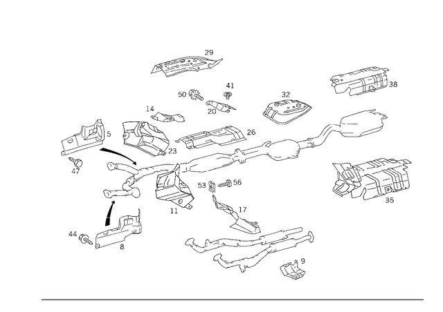 1406821271 - Exhaust System: Shielding for Mercedes-Benz: 400SE, 400SEL, 500SEC, 500SEL, S420 Image image