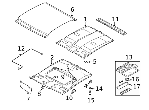 Interior Trim - Roof for 2007 Hyundai Tiburon #0